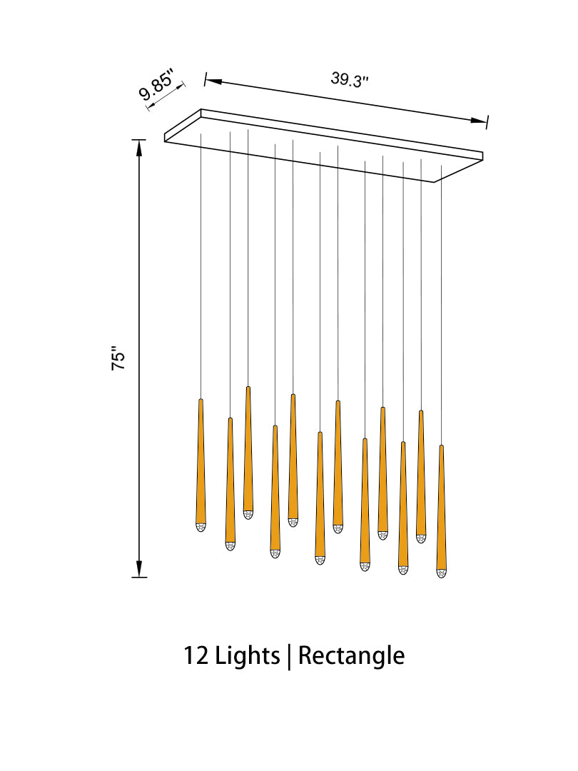 multi cone pendant light over rectangle table