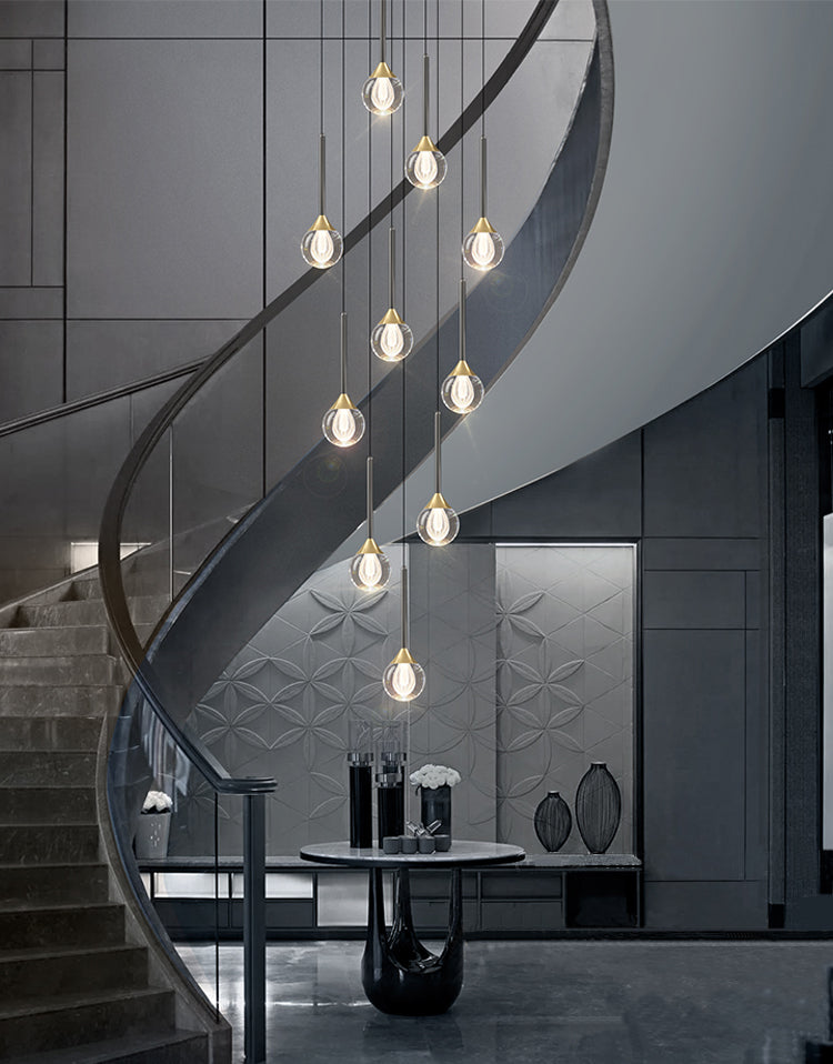Modern Crystal Ball Pendant Light for Stairs
